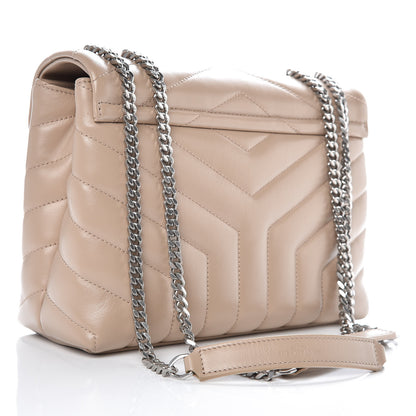 Saint Laurent Calfskin Y Quilted Monogram Small Loulou Chain Satchel Dark Beige 3 of 9