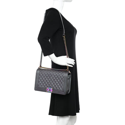 Chanel Iridescent Goatskin Quilted New Medium Boy Flap Purple 2 of 12