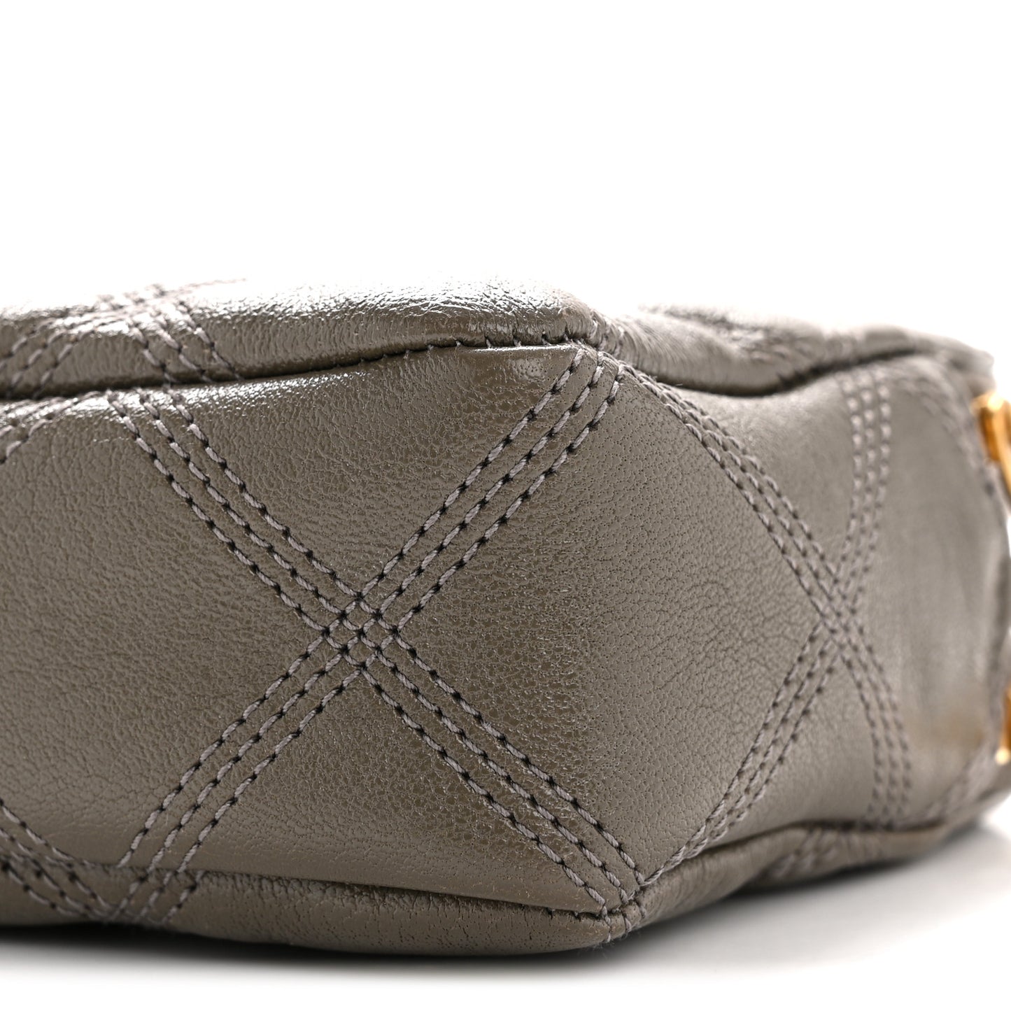 Grained Lambskin Quilted Mini Becky Double Zip Bag Taupe