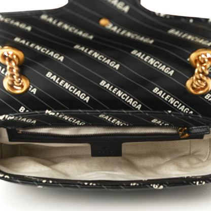 Gucci X BALENCIAGA Calfskin Matelasse Logo Print Small GG Marmont Shoulder Bag Black 5 of 11