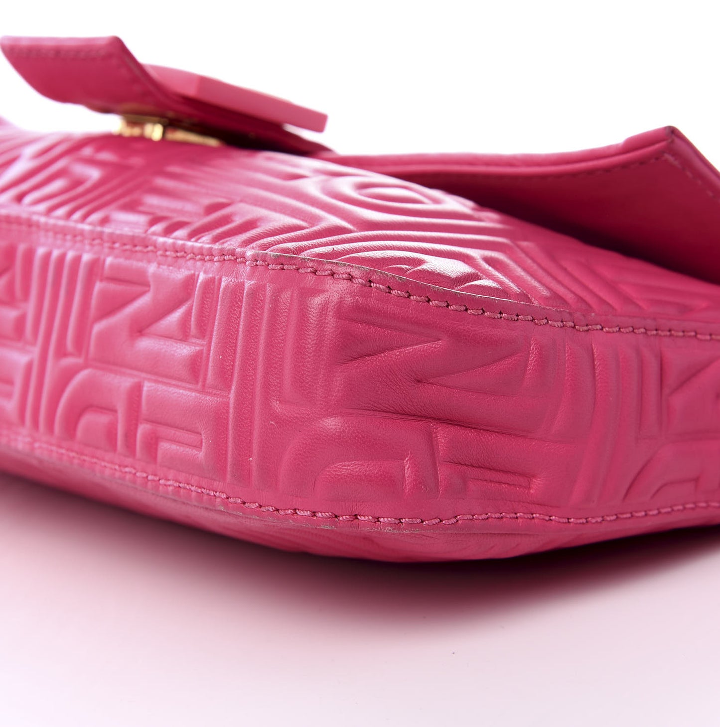 Nappa Logo Embossed Baguette Fuchsia