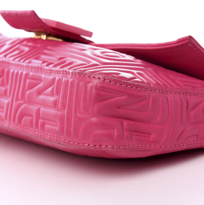 Fendi Nappa Logo Embossed Baguette Fuchsia 7 of 8