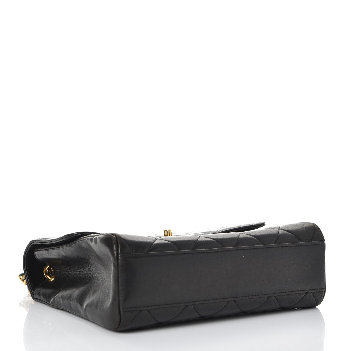 Lambskin Quilted Shoulder Flap Black