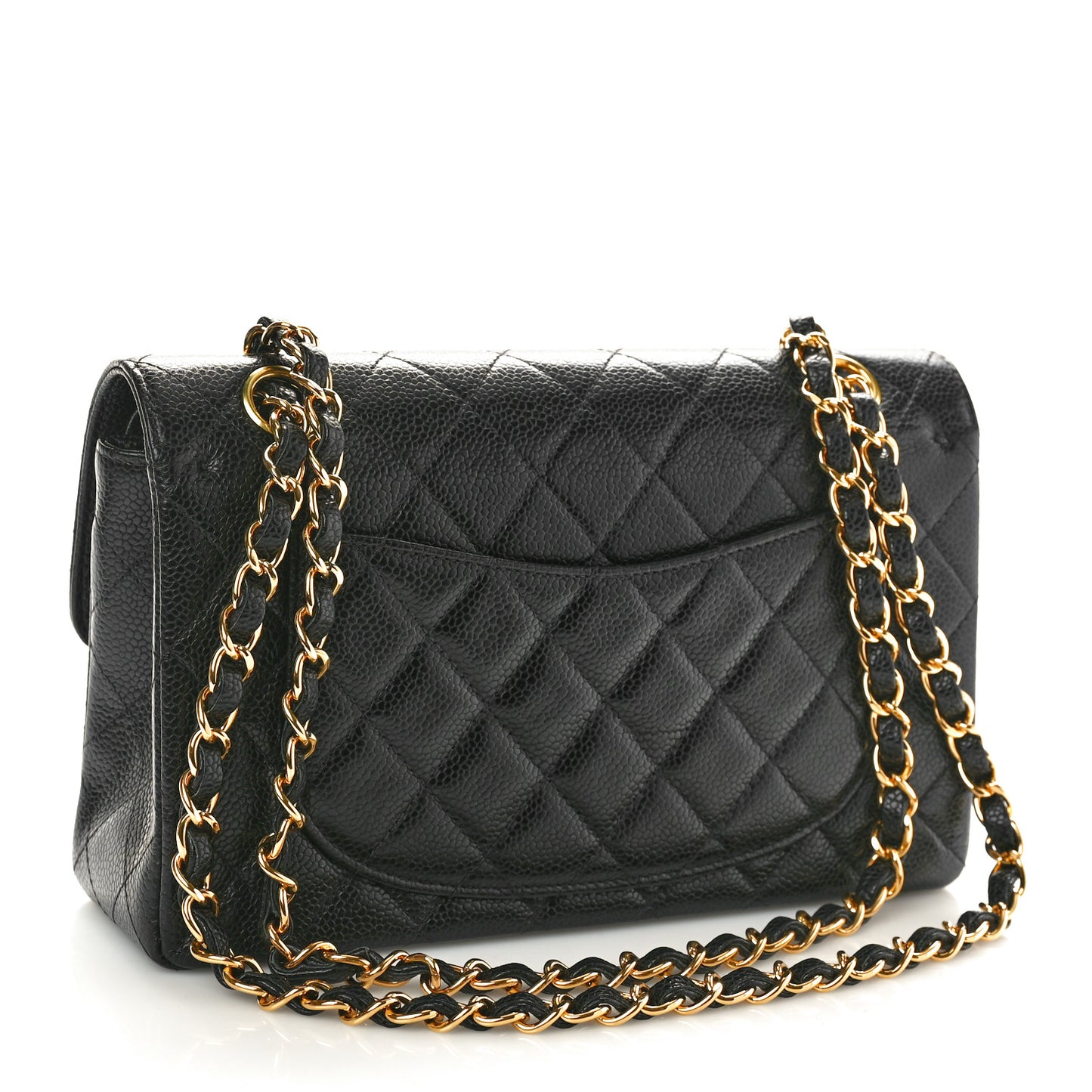 Caviar Quilted Small Double Flap Black