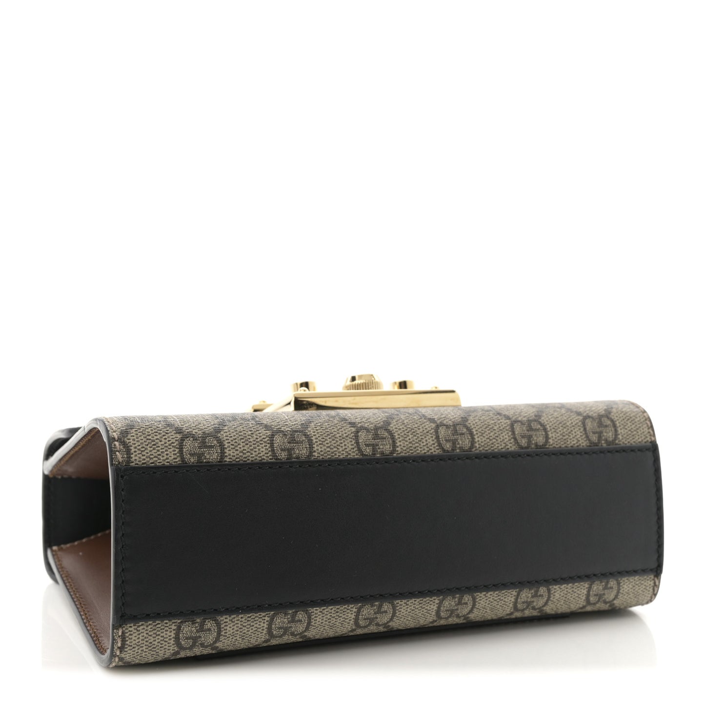 GG Supreme Monogram Calfskin Small Padlock Shoulder Bag Beige Black Cuir