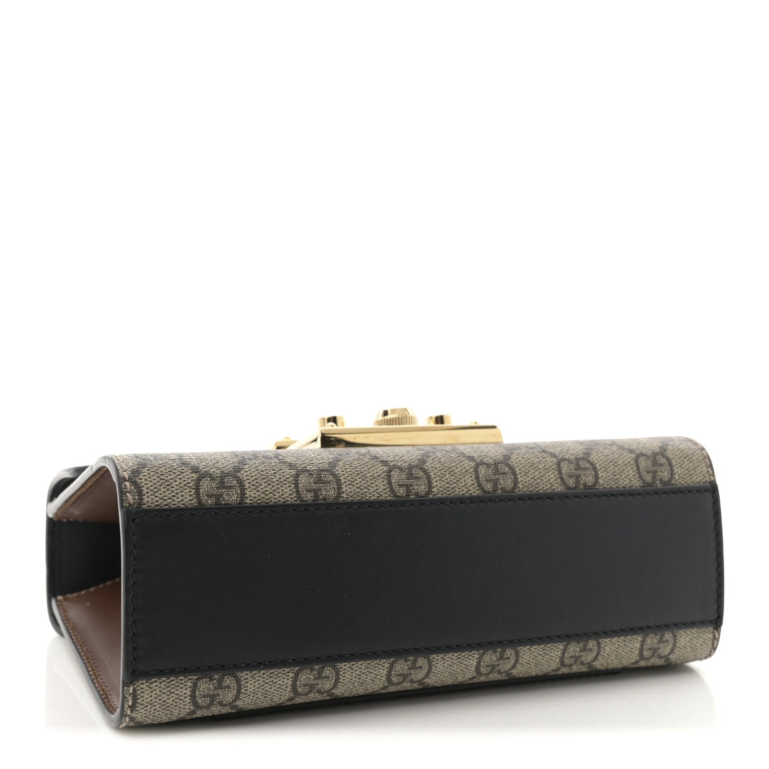 Gucci GG Supreme Monogram Calfskin Small Padlock Shoulder Bag Beige Black Cuir 4 of 11