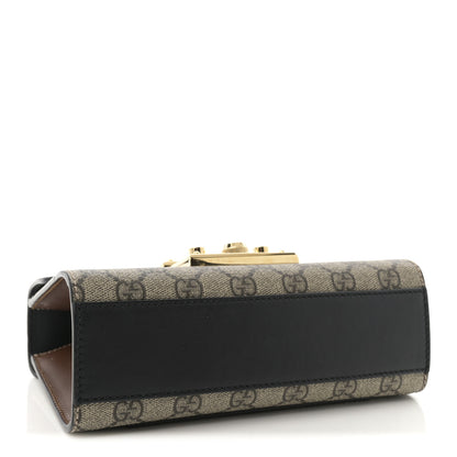 Gucci GG Supreme Monogram Calfskin Small Padlock Shoulder Bag Beige Black Cuir 4 of 11