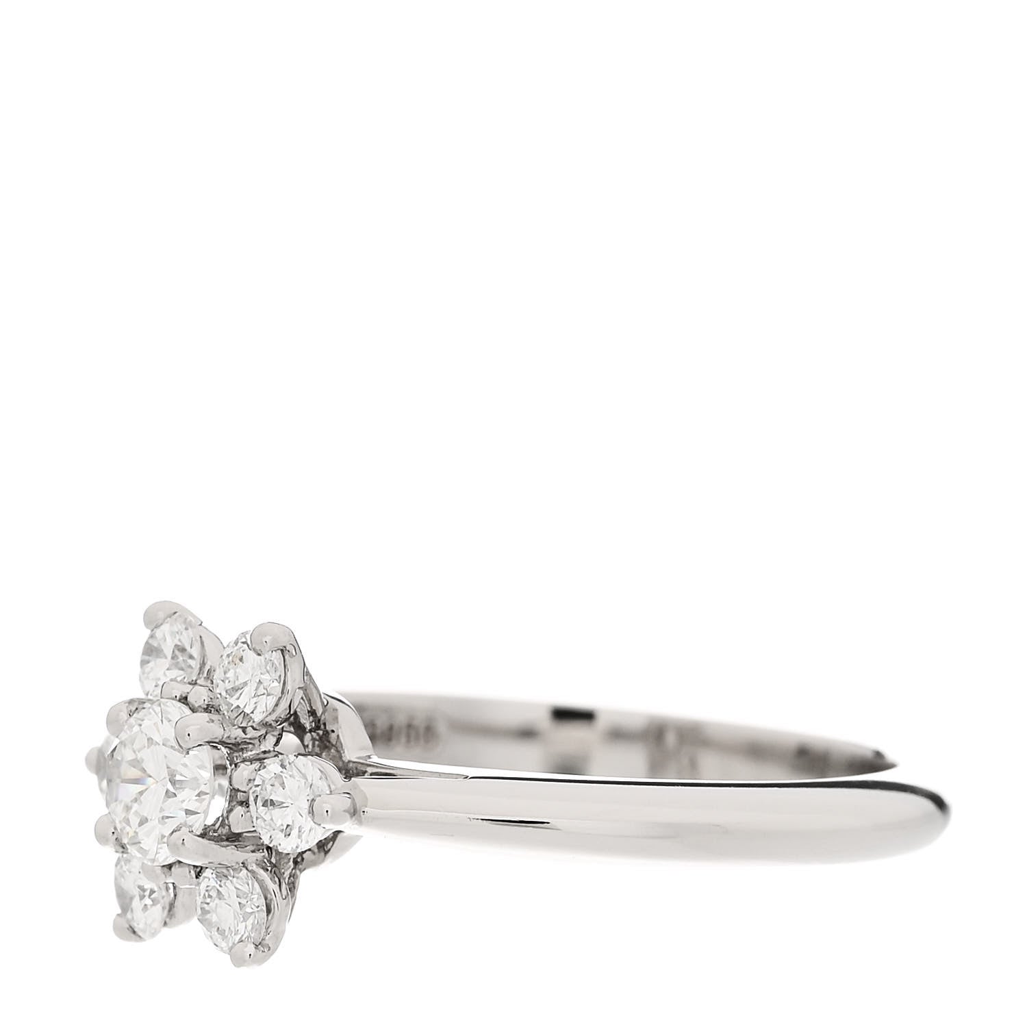 Tiffany Platinum Diamond Flower Ring 48 4.5 3 of 6