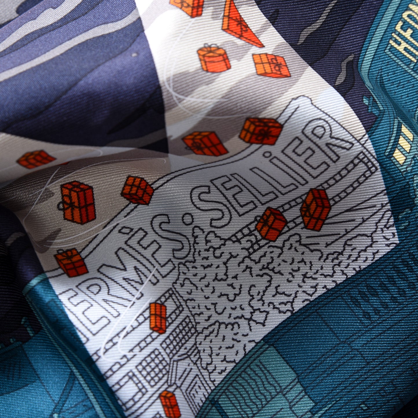 Silk Space Shopping Au Faubourg Pocket Square Bleu Nuit Bordeaux