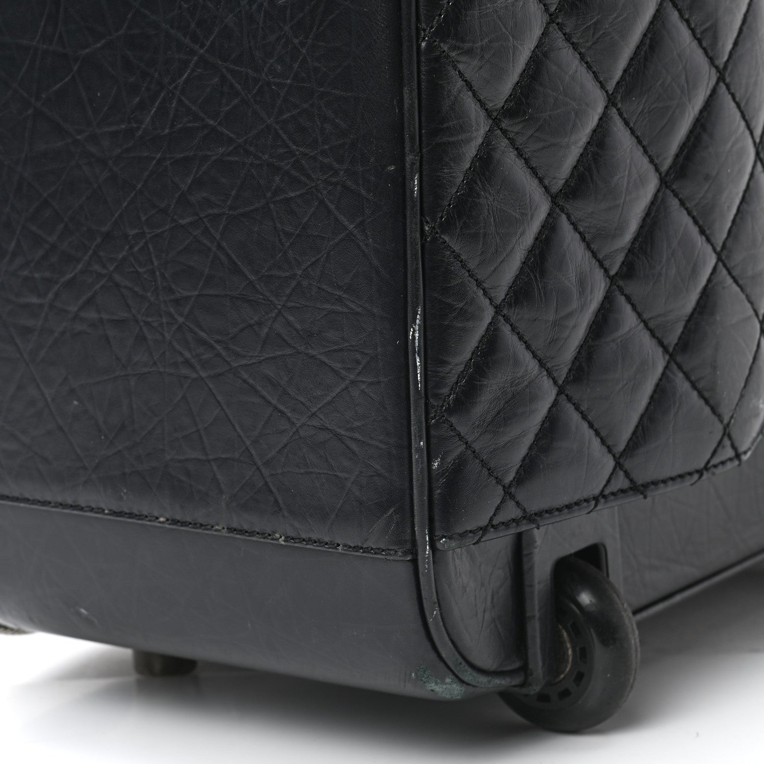 Chanel Aged Calfskin Quilted Trolley Rolling Luggage Black 13 of 13