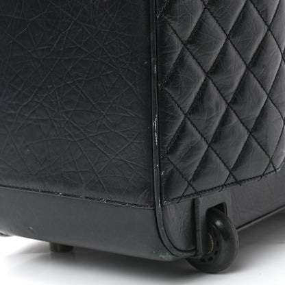 Chanel Aged Calfskin Quilted Trolley Rolling Luggage Black 13 of 13