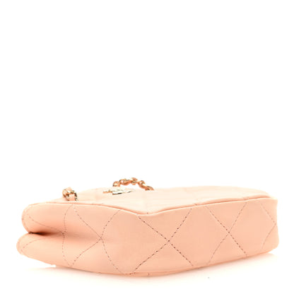 Chanel Lambskin Quilted Tiny Shopping Clutch With Chain Light Beige 4 of 10