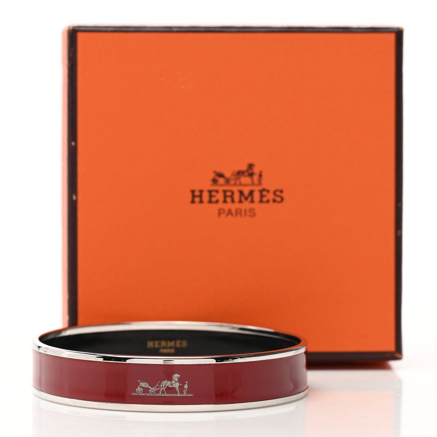 Enamel Printed Narrow Caleche Bracelet 62 Rouge H