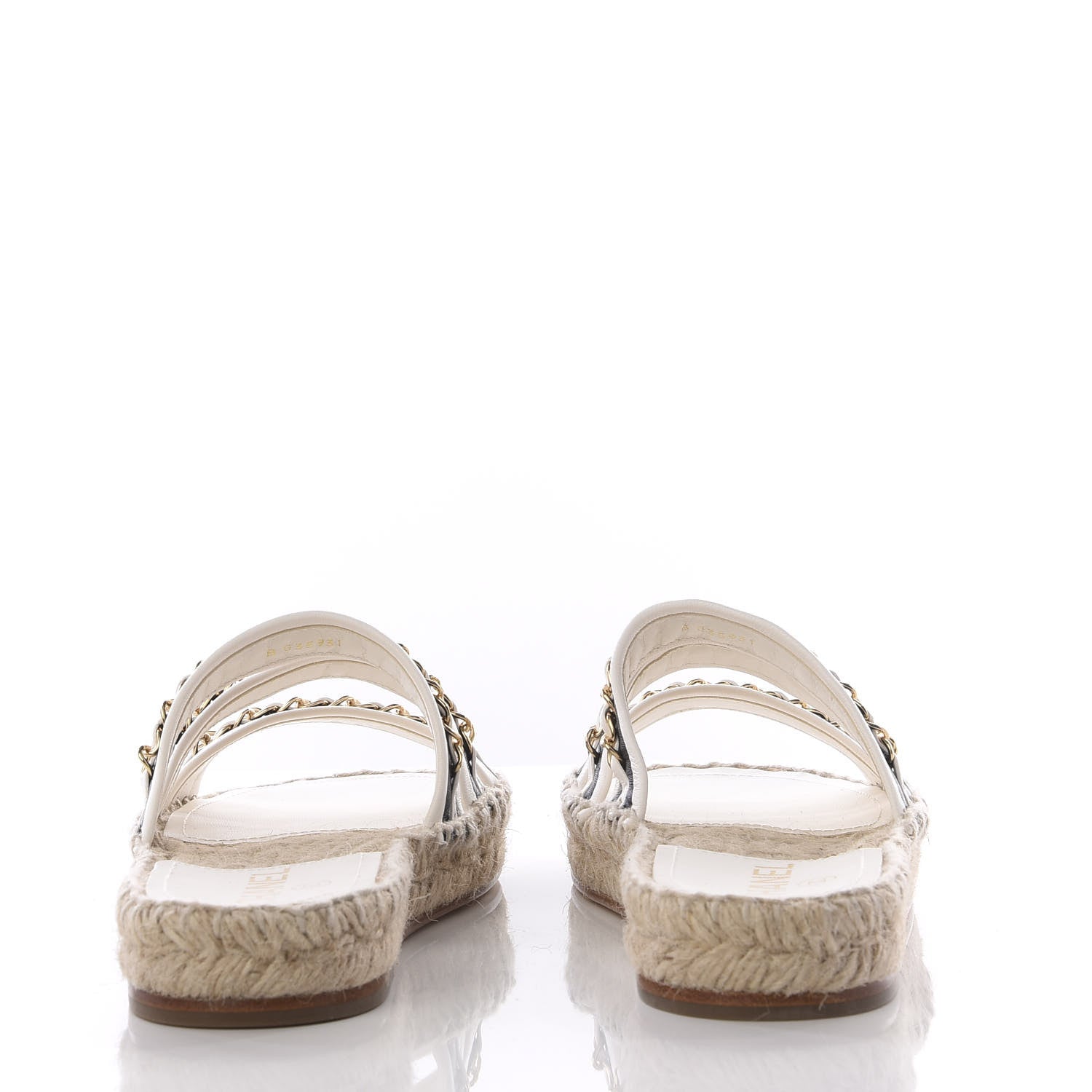 Chanel Lambskin Chain Espadrille Slip On Sandals 36 Black White 5 of 11