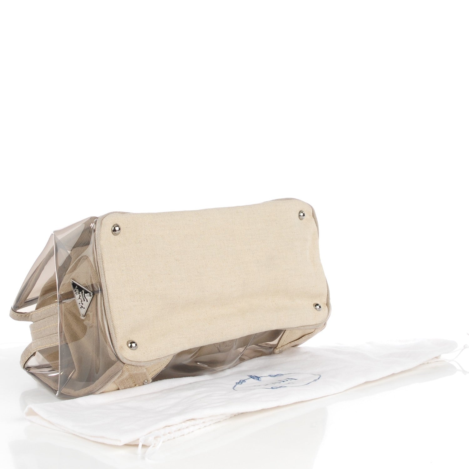 Prada Canvas Plexiglass Crystal Cluster Tote Fume 4 of 9