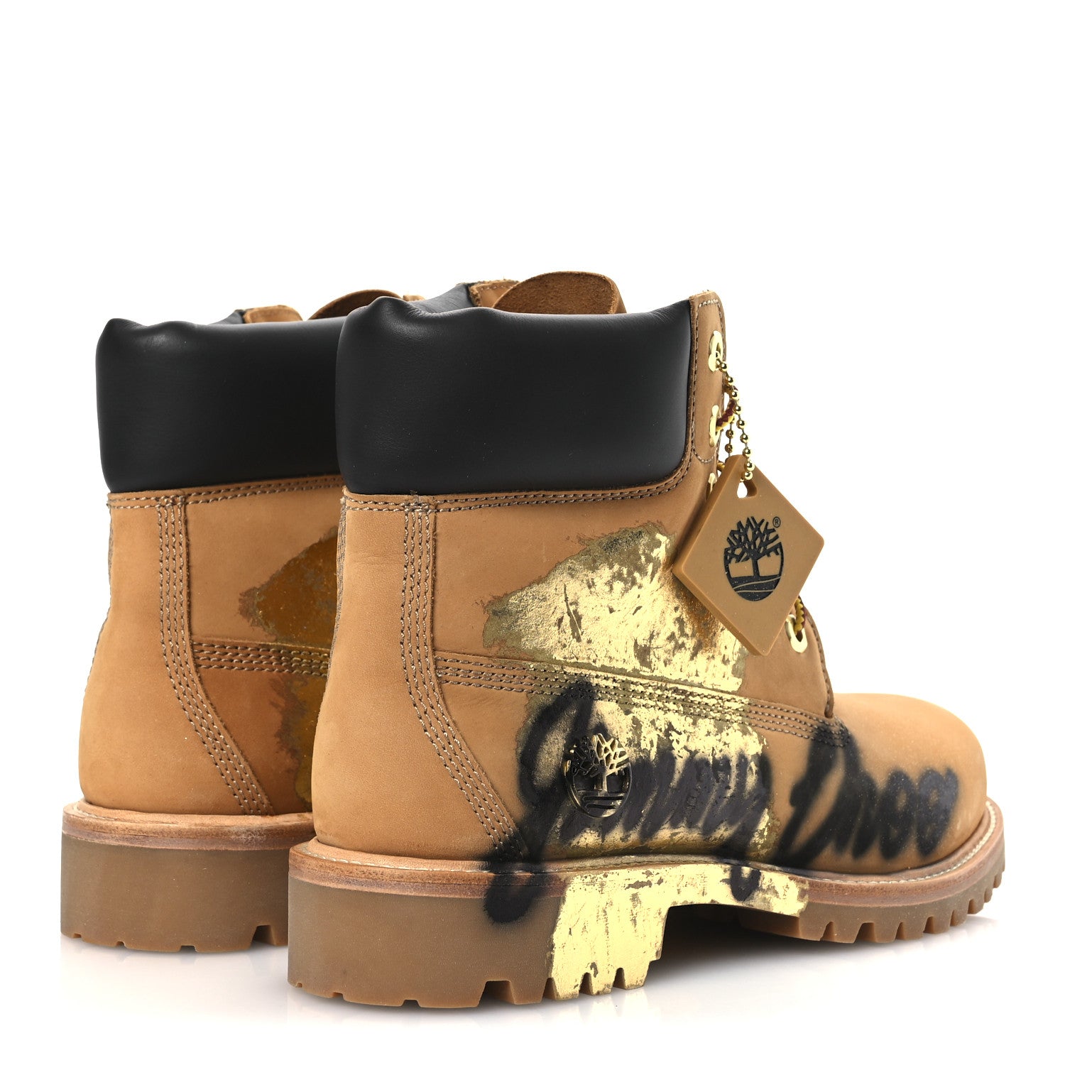 Jimmy Choo X TIMBERLAND Nubuck Graffiti Womens Ankle Boots 9.5 Wheat Gold 4 of 11