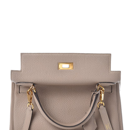 Hermes Taurillon Clemence Kelly Retourne 28 Gris Touterelle 10 of 31