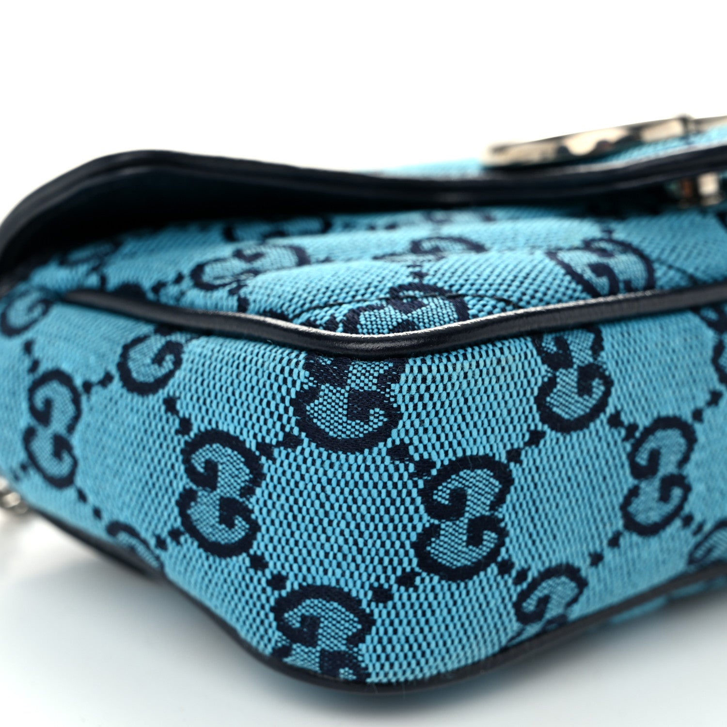 Gucci Monogram Multicolor Matelasse Diagonal Super Mini GG Marmont Shoulder Bag Light Blue 9 of 10