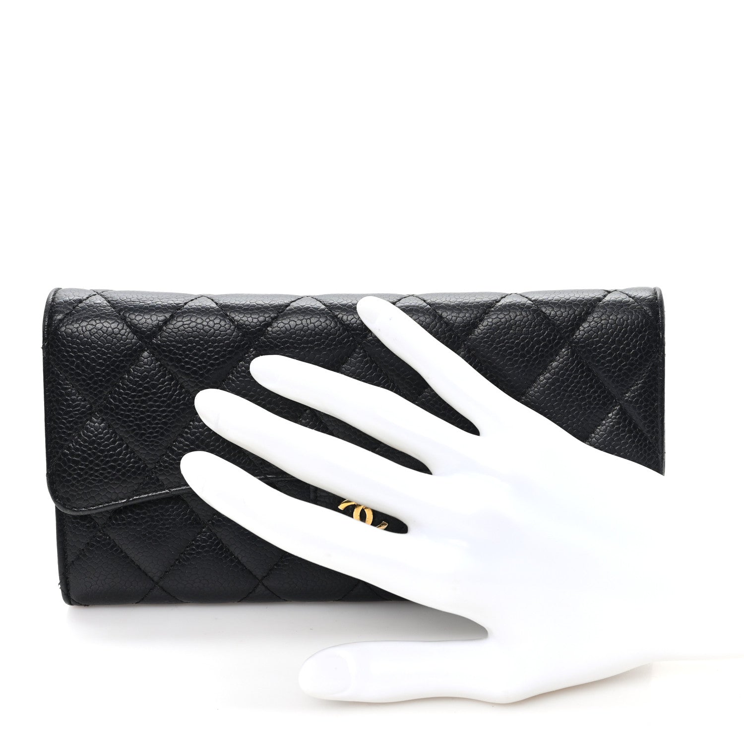 CHANEL シャネル L-GUSSET FLAP WALLET 長財布 Chanel Caviar Quilted Large Gusset Flap Wallet Black 1869190