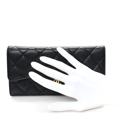 Chanel Caviar Quilted Large Gusset Flap Wallet Black 2 of 8