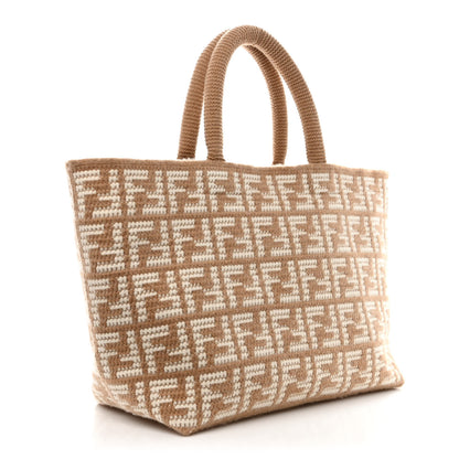 Fendi Cashmere Knit FF Large Shopper Tote Cammello 3 of 10