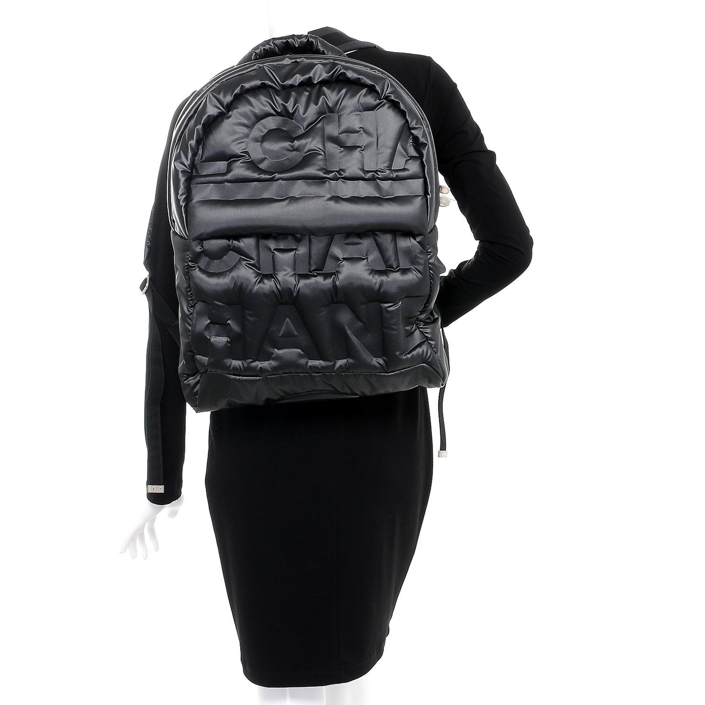 Nylon Embossed Doudoune Backpack Black
