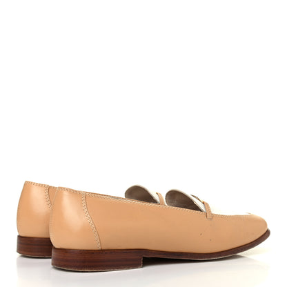 Chanel Calfskin Finition Main Loafers 38 Beige White 3 of 4
