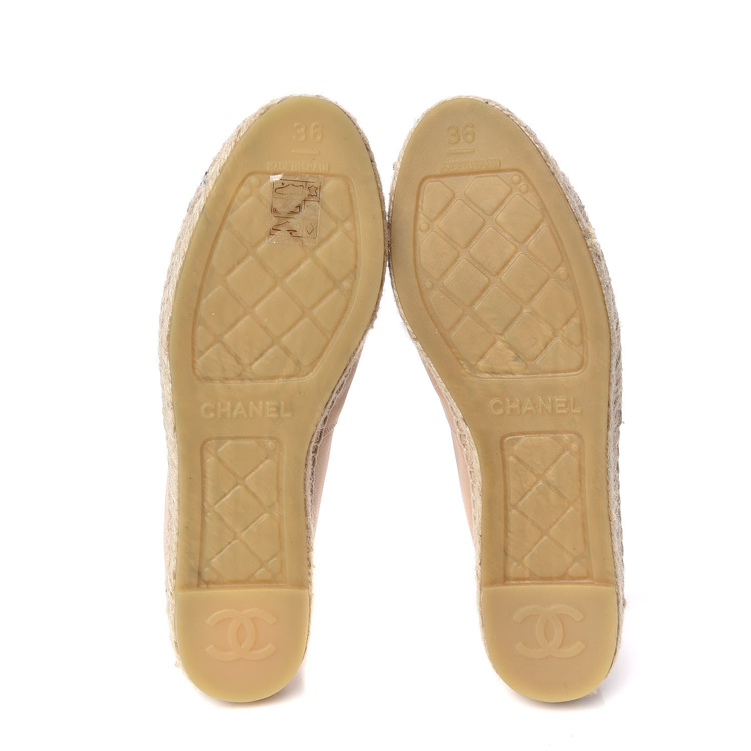 Chanel Lambskin CC Espadrilles 36 Beige Black 5 of 11
