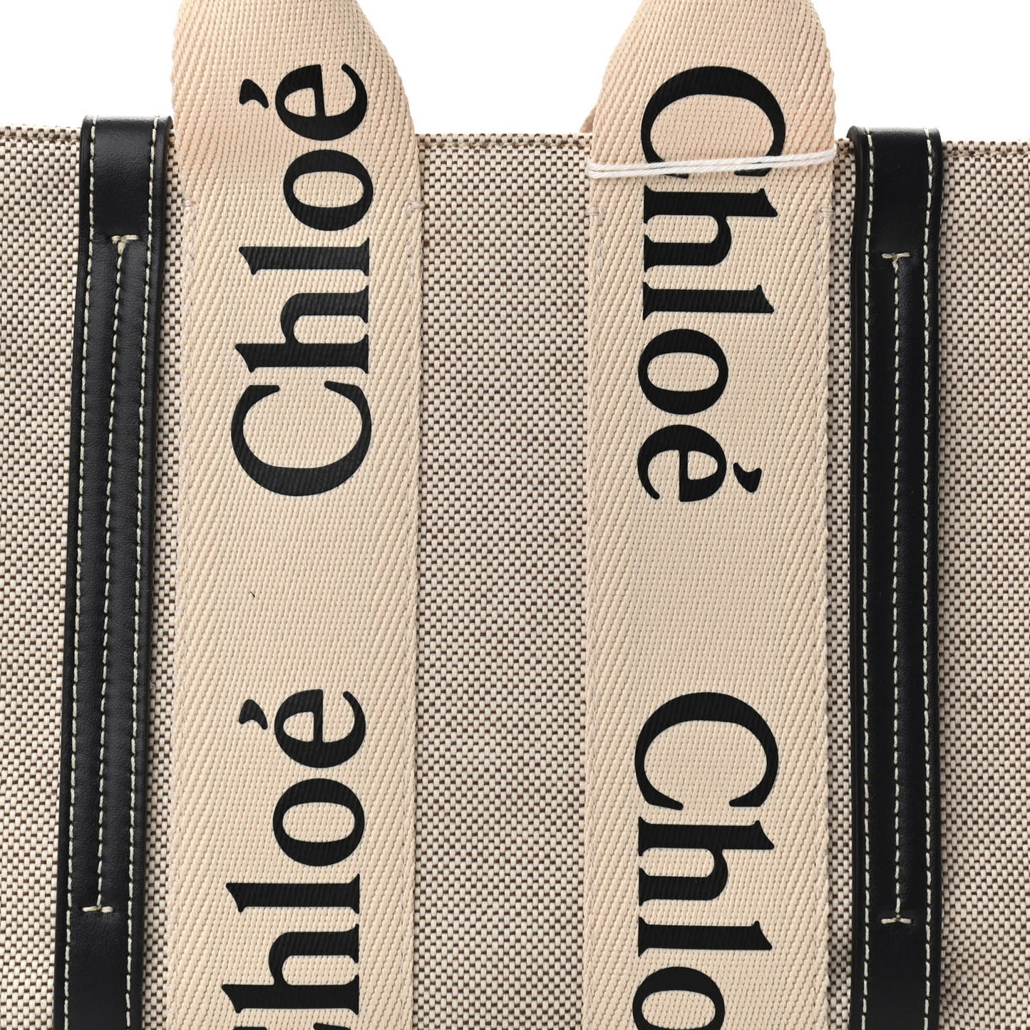 Cotton Calfskin Small Woody Ribbon Tote White Blue