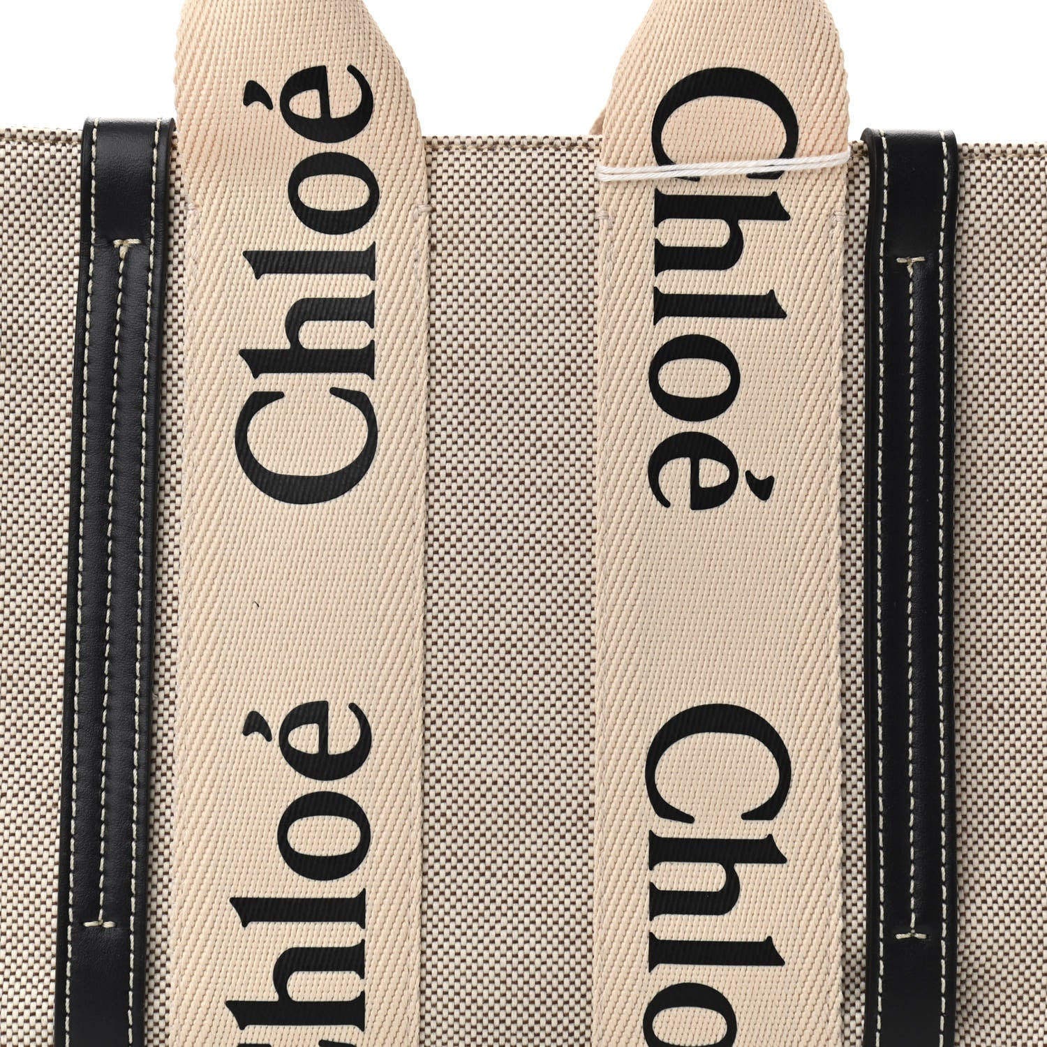 Chloe Cotton Calfskin Small Woody Ribbon Tote White Blue 8 of 10