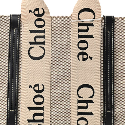 Chloe Cotton Calfskin Small Woody Ribbon Tote White Blue 8 of 10