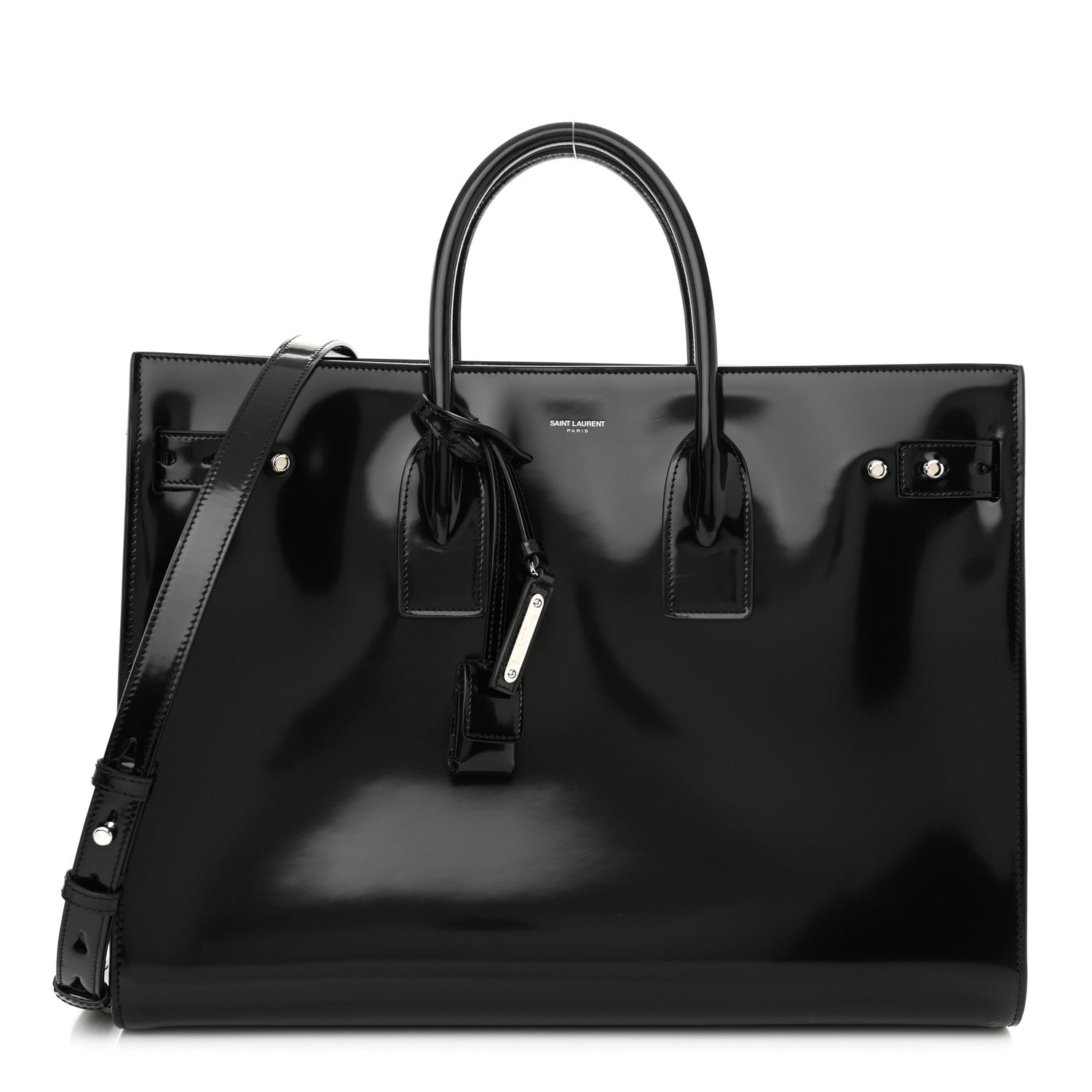 Saint Laurent Patent Calfskin Large Thin Sac De Jour Black 1 of 10