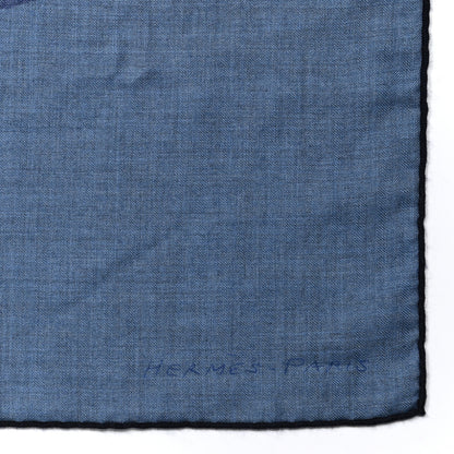 Hermes Cashmere Silk Une Rose Pour Alma Shawl 140 Bleu Chine Encre 3 of 5