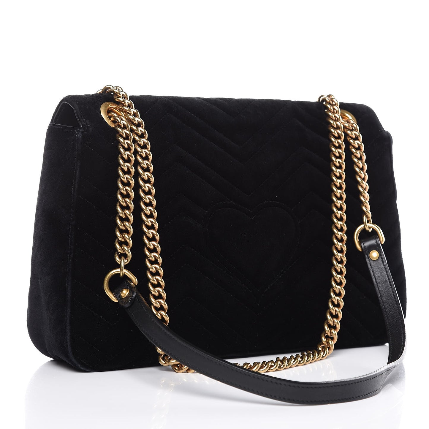 Velvet Matelasse Loved Embroidered Medium GG Marmont Shoulder Bag Black