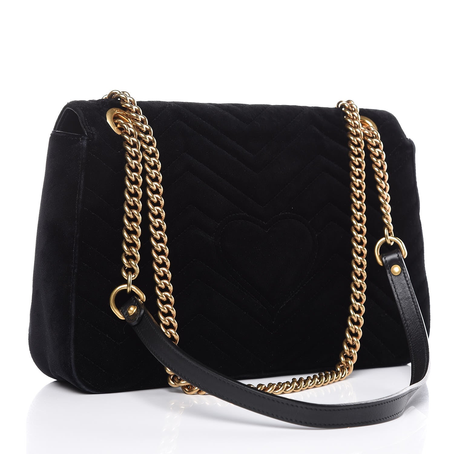 Gucci Velvet Matelasse Loved Embroidered Medium GG Marmont Shoulder Bag Black 3 of 15
