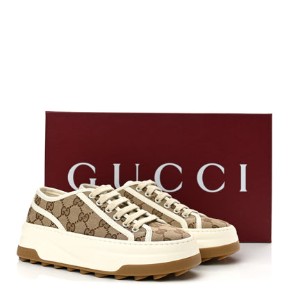 Gucci GG Monogram Womens 1977 Tennis Platform 52mm Sneakers 36.5 Beige Ebony Mystic White 10 of 10