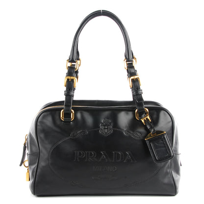 Prada Lambskin Box Print Logo Bowler Black 1 of 8