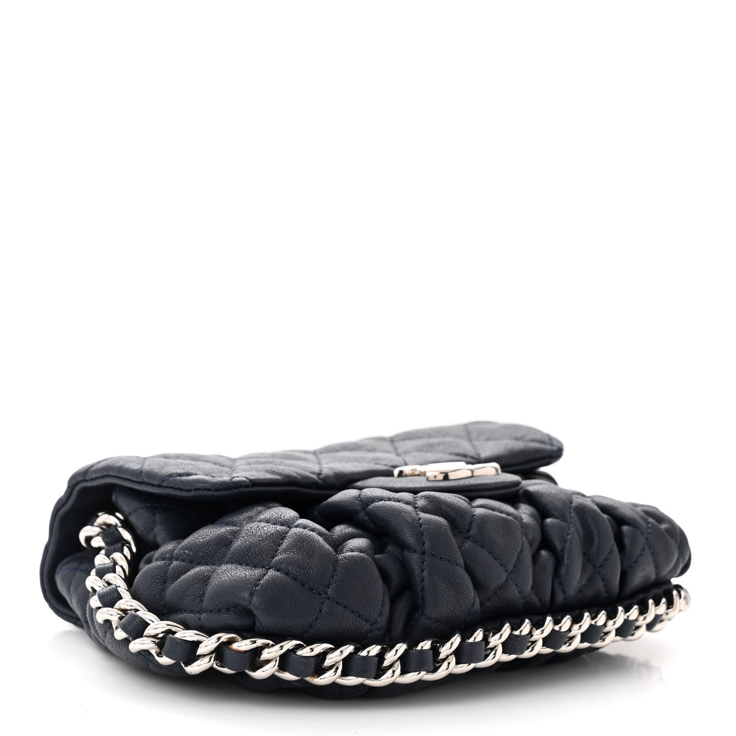Chanel Washed Lambskin Quilted Mini Chain Around Flap Navy Blue 4 of 11