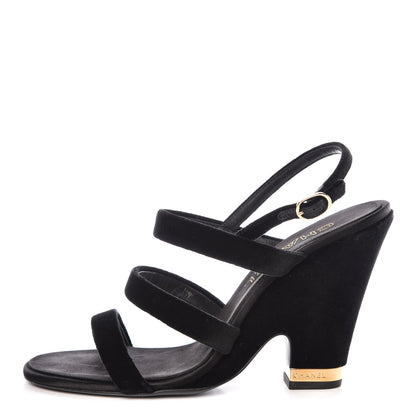 Chanel Velvet CC Sandals 41 Black 1 of 20
