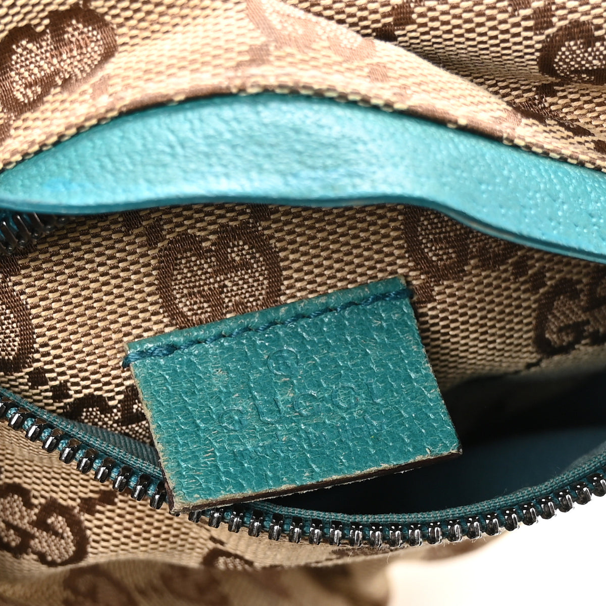 GG Monogram Web Double Pocket Belt Bag Turquoise