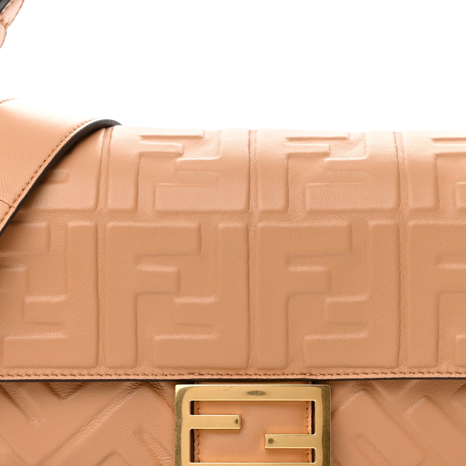 Fendi Nappa FF 1974 Embossed Baguette Miele Scuro 8 of 11