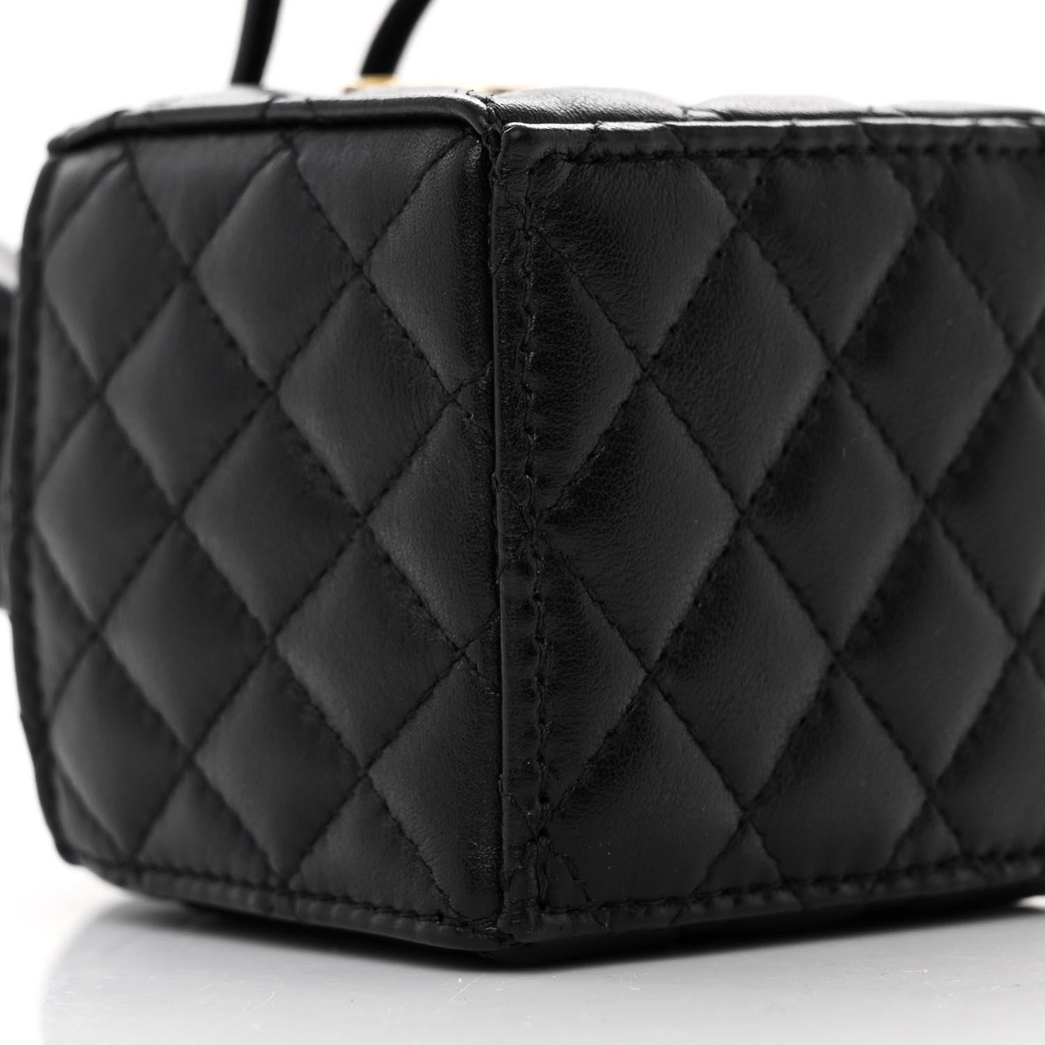 Chanel Calfskin Quilted Mini Drawstring Bucket Bag Black 9 of 12