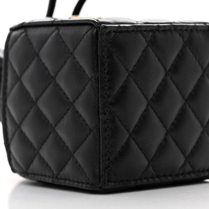Chanel Calfskin Quilted Mini Drawstring Bucket Bag Black 9 of 12