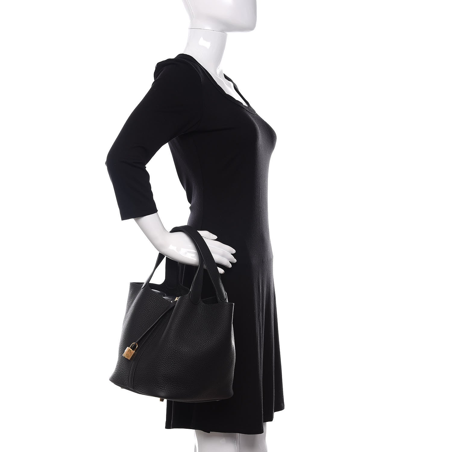 Hermes Taurillon Clemence Picotin Lock 22 MM Black 2 of 11