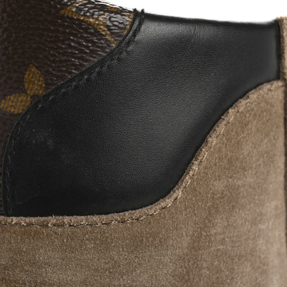 Louis Vuitton Suede Calfskin Monogram Laureate Platform Desert Boots 37.5 Taupe 13 of 17