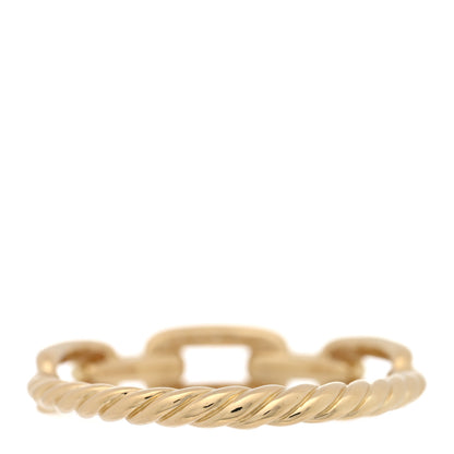 David Yurman 18K Yellow Gold Diamond 4.5mm Stax Single Row Chain Link Ring 54 7 3 of 4