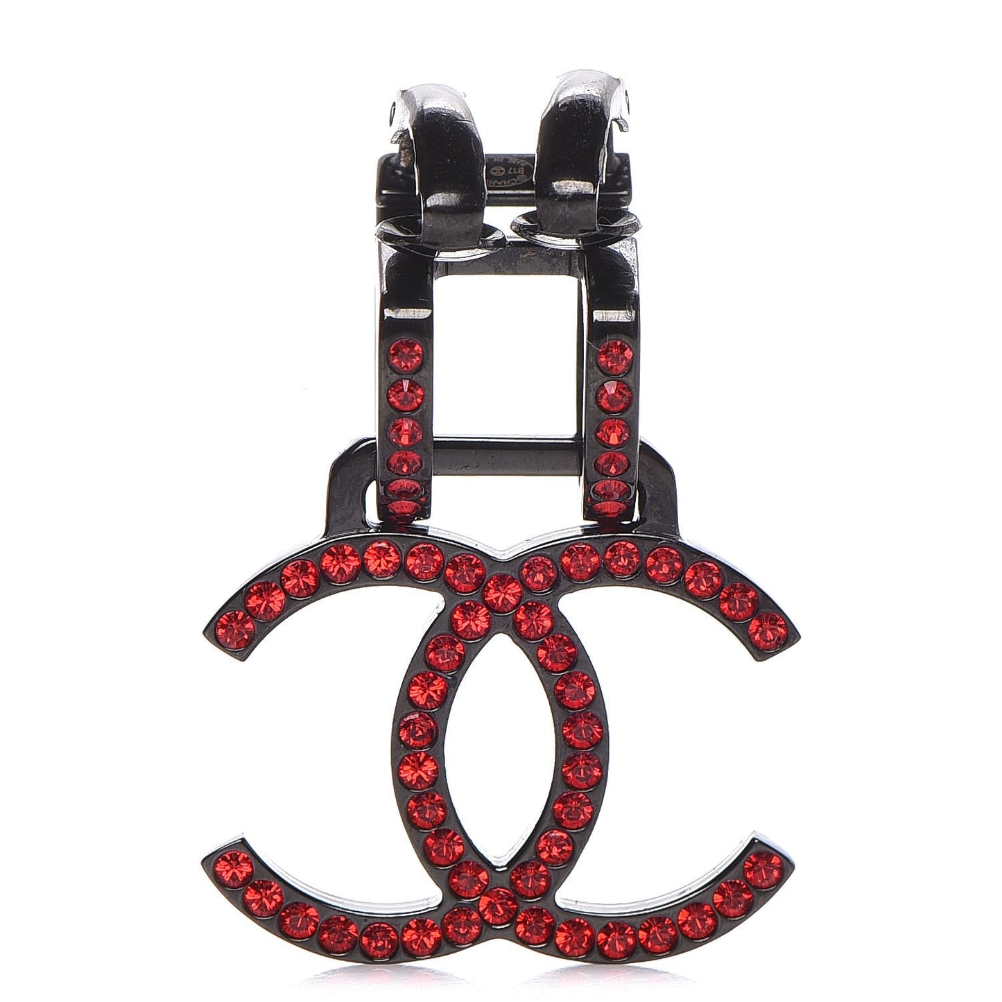 Crystal CC Single Clip On Earring Red