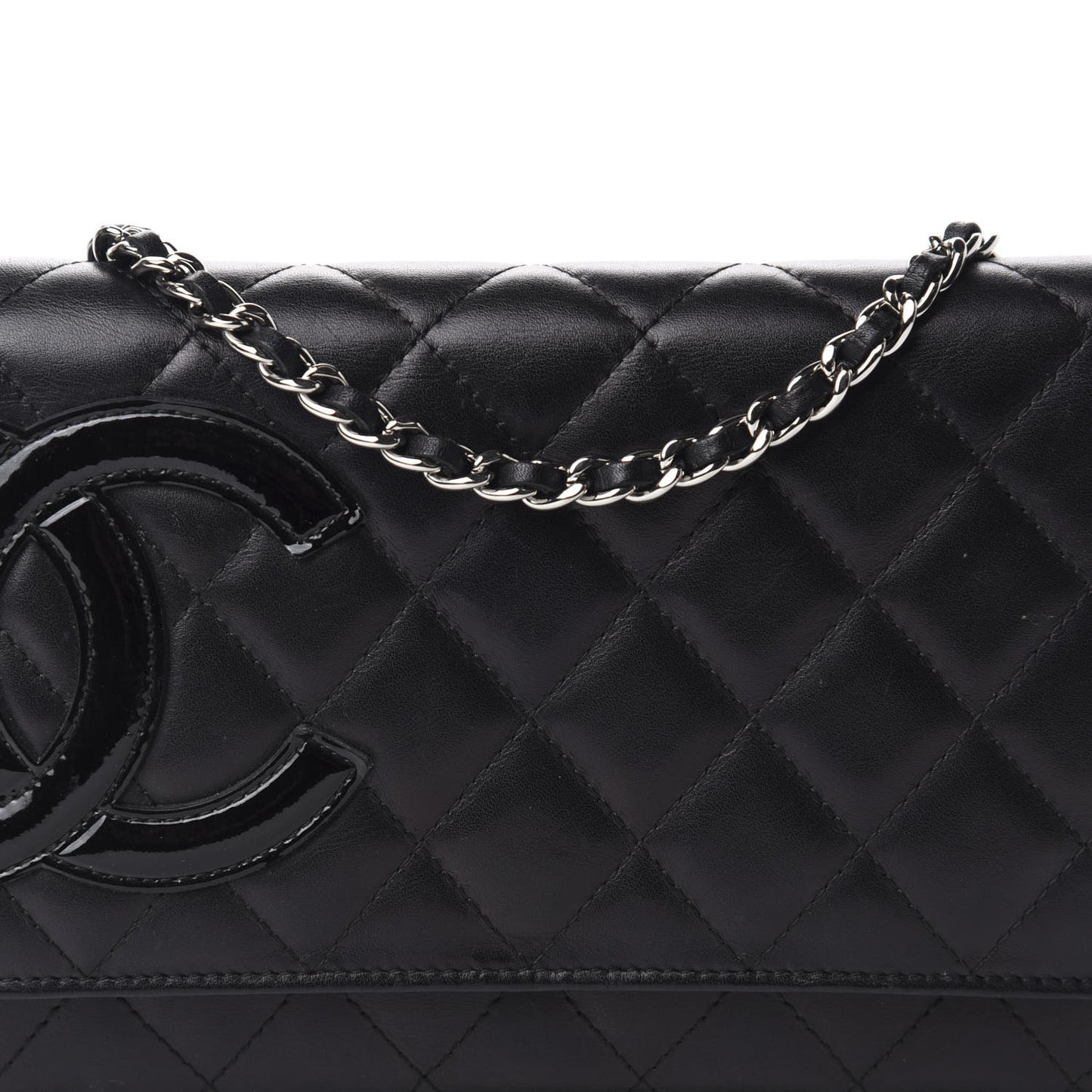 Calfskin Quilted Cambon Wallet On Chain WOC Black