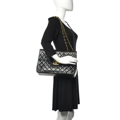 Chanel Lambskin Quilted XL Jumbo Single Flap Black 2 of 13