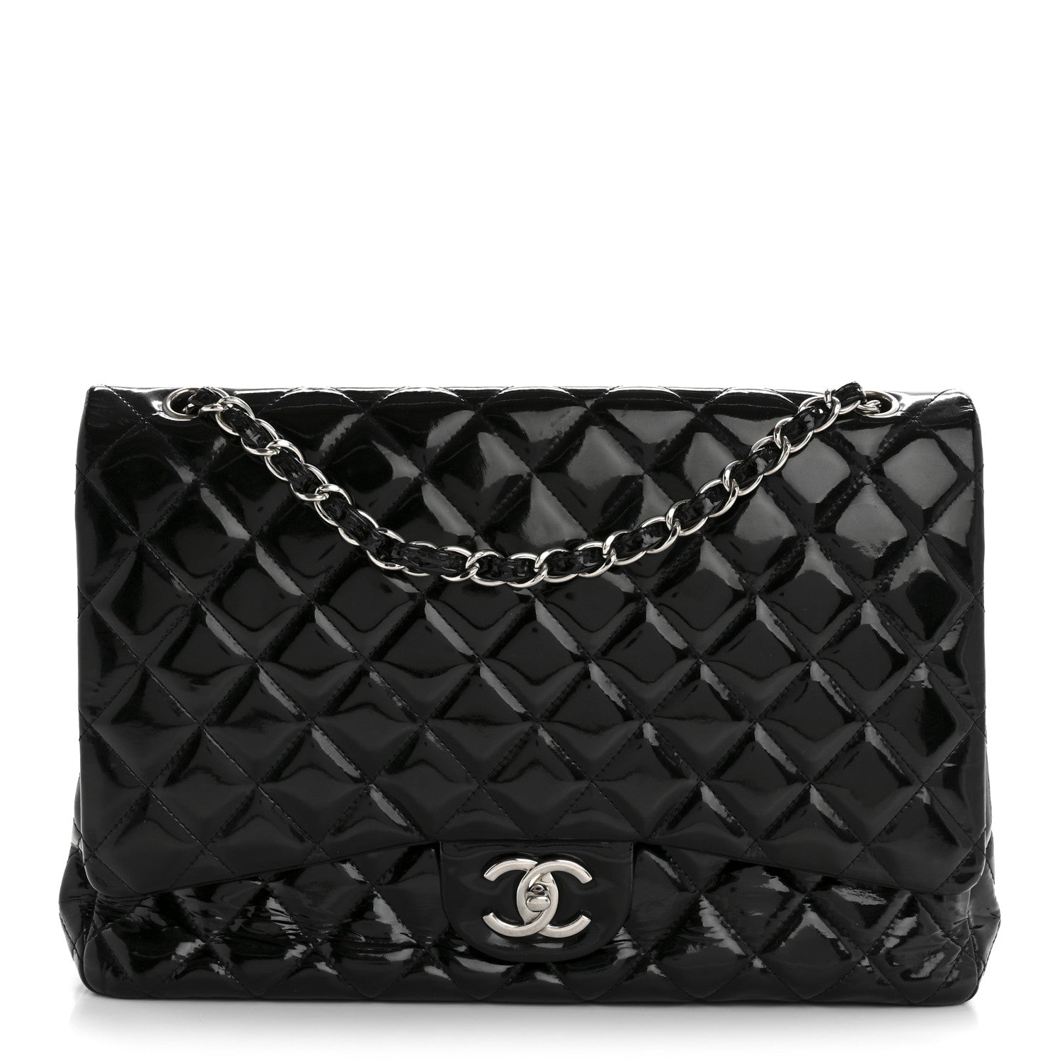 Chanel Patent Quilted Maxi Double Flap Black 1 of 17